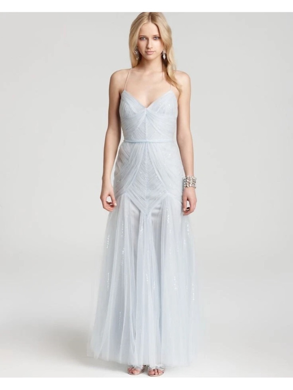 Mignon Vintage Gown Baby Blue Princess Tulle sz 2 NWT $970 Bridal Gala Beaded